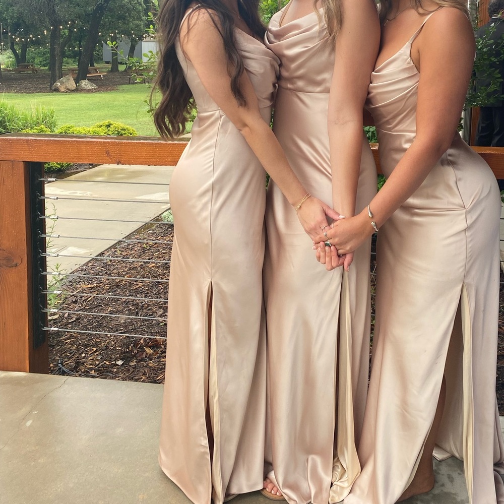 Revelry- Champagne skye satin dress